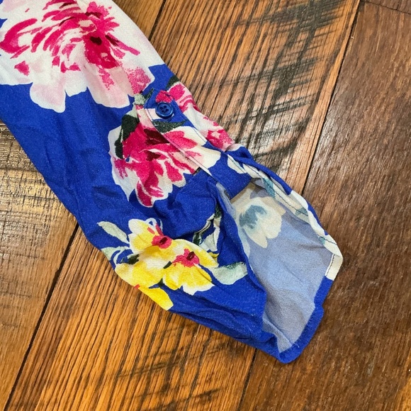Yumi Kim Liz Silk Romper Blue Multicolor Floral Print LS Women’s Size S SOLD OUT - Picture 8 of 9